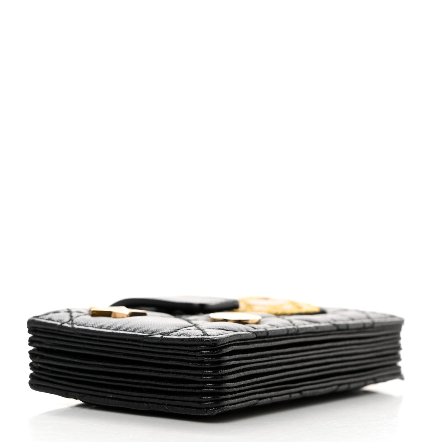 Christian Dior Lambskin Cannage Lucky Badges Lady Dior 5-Gusset Card Holder Black 4 of 8