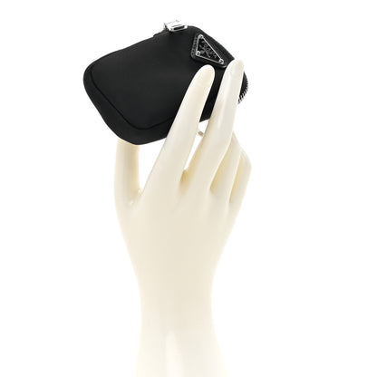 Prada Re-Nylon Pocket Triangle Padded Mini Key Chain Pouch Black 3 of 7