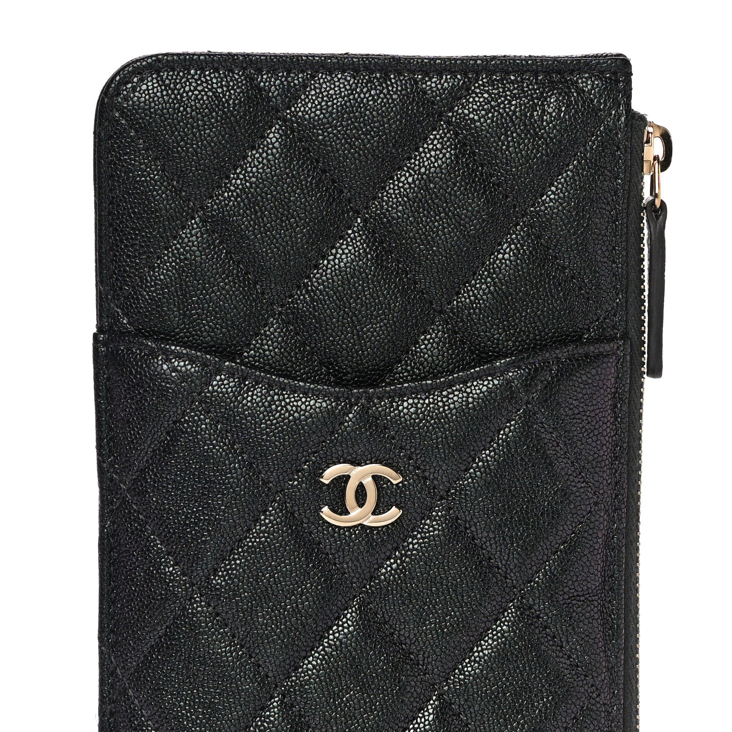 Chanel Iridescent Caviar Quilted Classic Flat Wallet Pouch Black 8 of 11