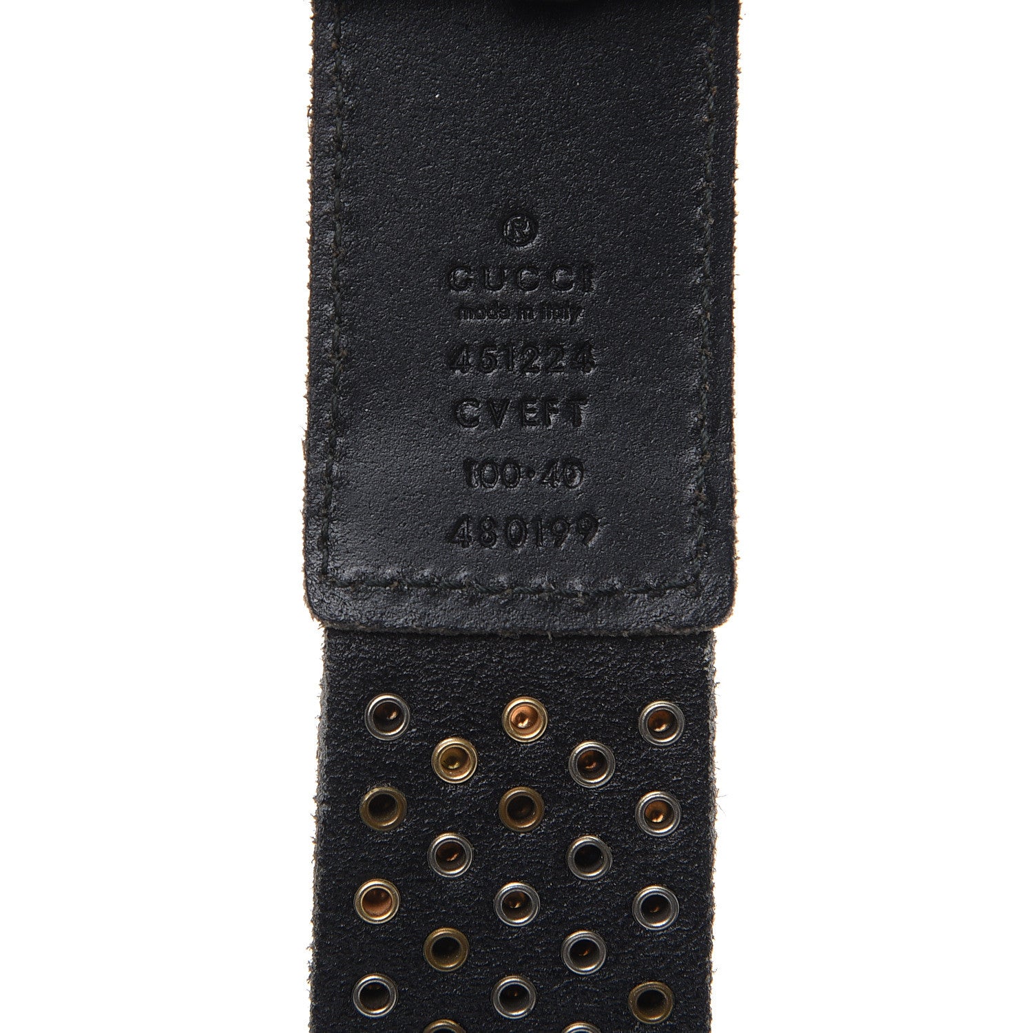 Gucci Calfskin Studded Feline Belt 100 40 Black 5 of 6