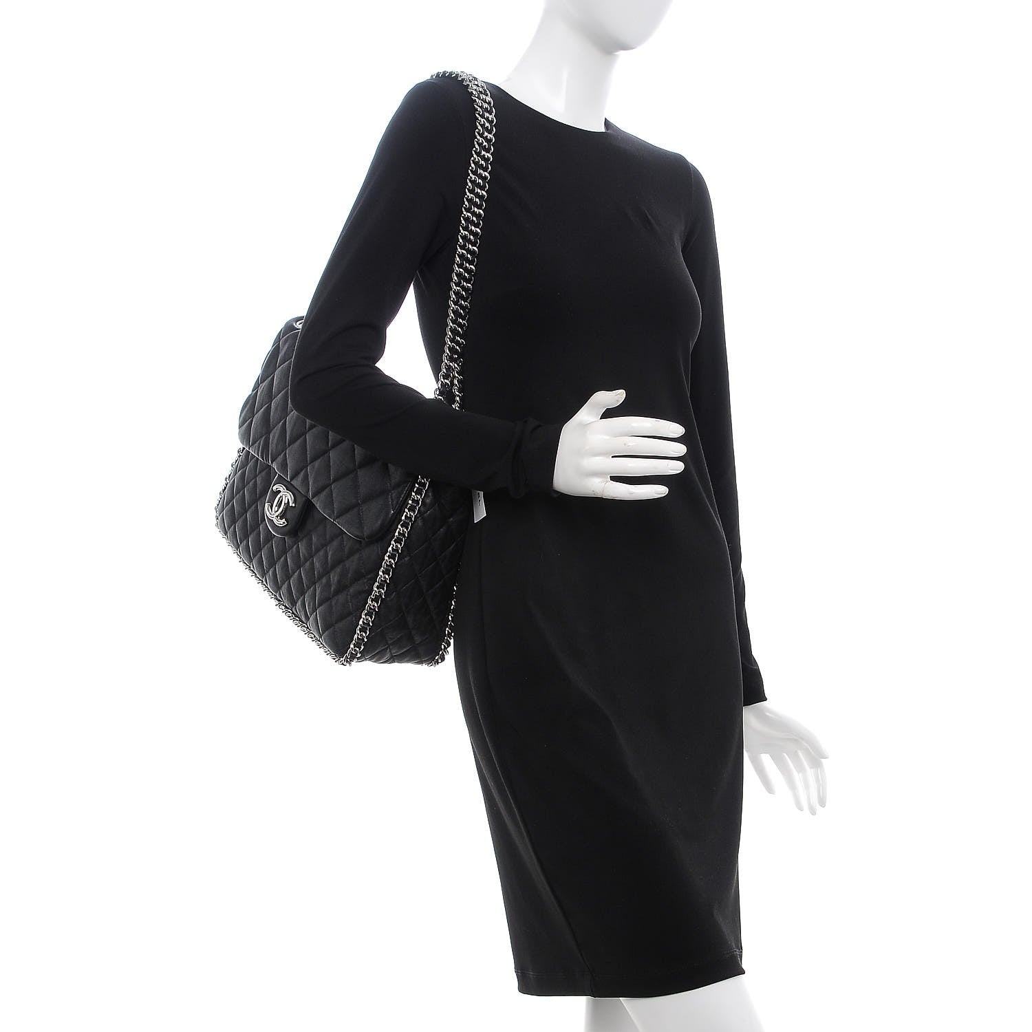 Chanel Washed Lambskin Maxi Chain Around Flap Black 2 of 8