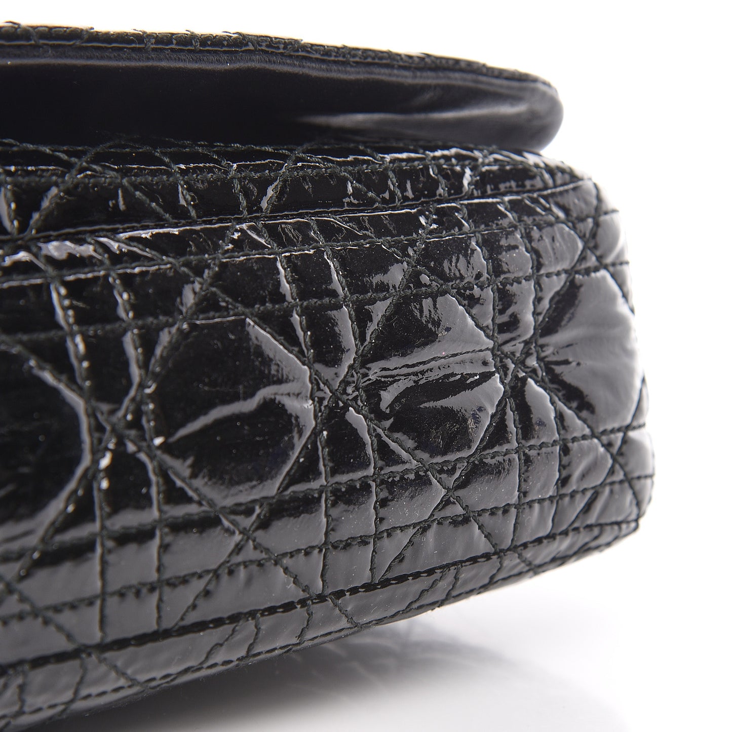 Patent Lambskin Cannage Rendezvous Flap Black