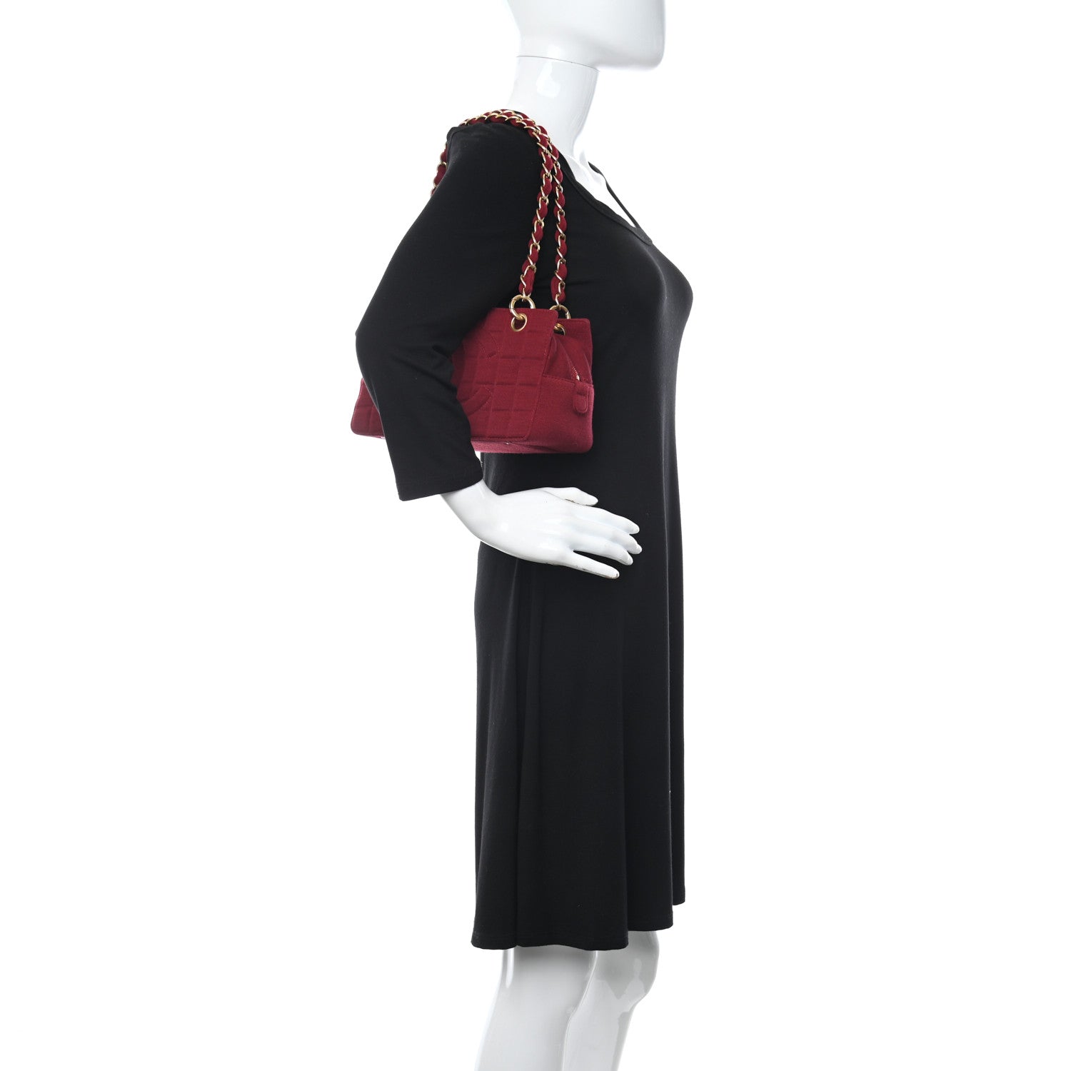 Chanel Jersey Quilted CC Chocolate Bar Bag Burgundy 2 of 11