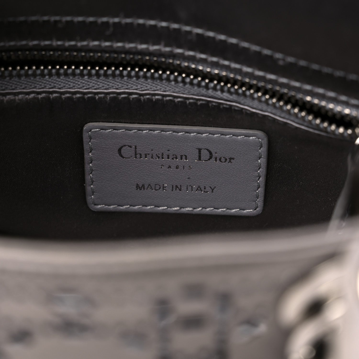 Christian Dior Satin Crystal Cannage Mini Lady Dior Gray 6 of 13