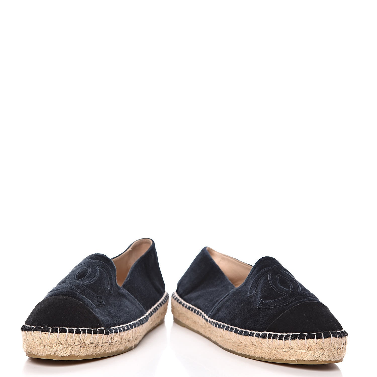 Chanel Velvet CC Espadrilles 39 Dark Navy Black 6 of 12