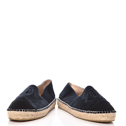 Chanel Velvet CC Espadrilles 39 Dark Navy Black 6 of 12