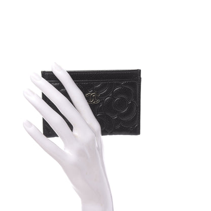 Chanel Caviar Camellia Embossed Card Holder Black 2 of 9