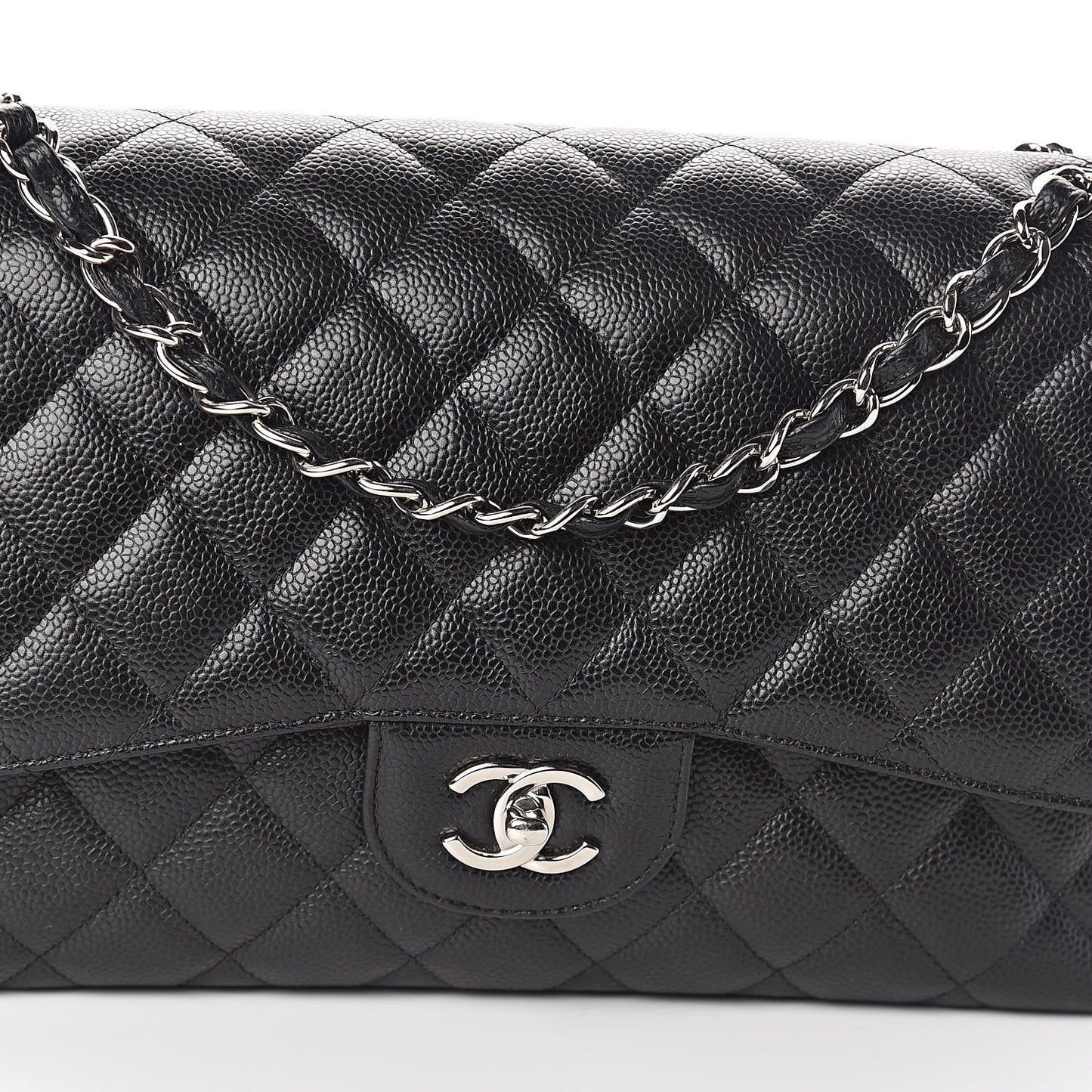 Caviar Quilted Jumbo Double Flap Black
