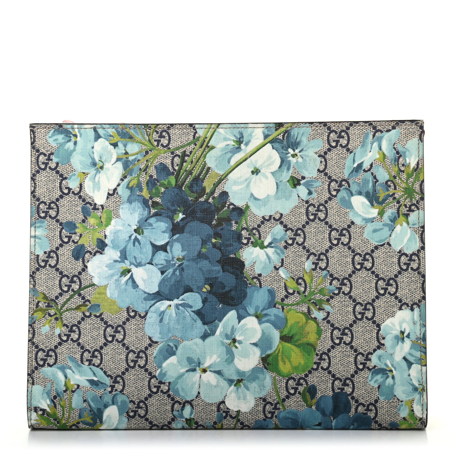 Gucci GG Supreme Monogram Blooms Large Cosmetic Case Beige Blue Navy Hibiscus Red 1 of 6
