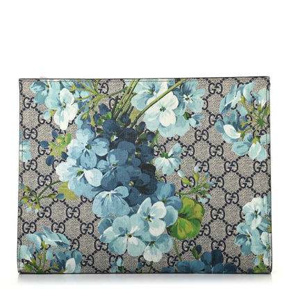 Gucci GG Supreme Monogram Blooms Large Cosmetic Case Beige Blue Navy Hibiscus Red 1 of 6