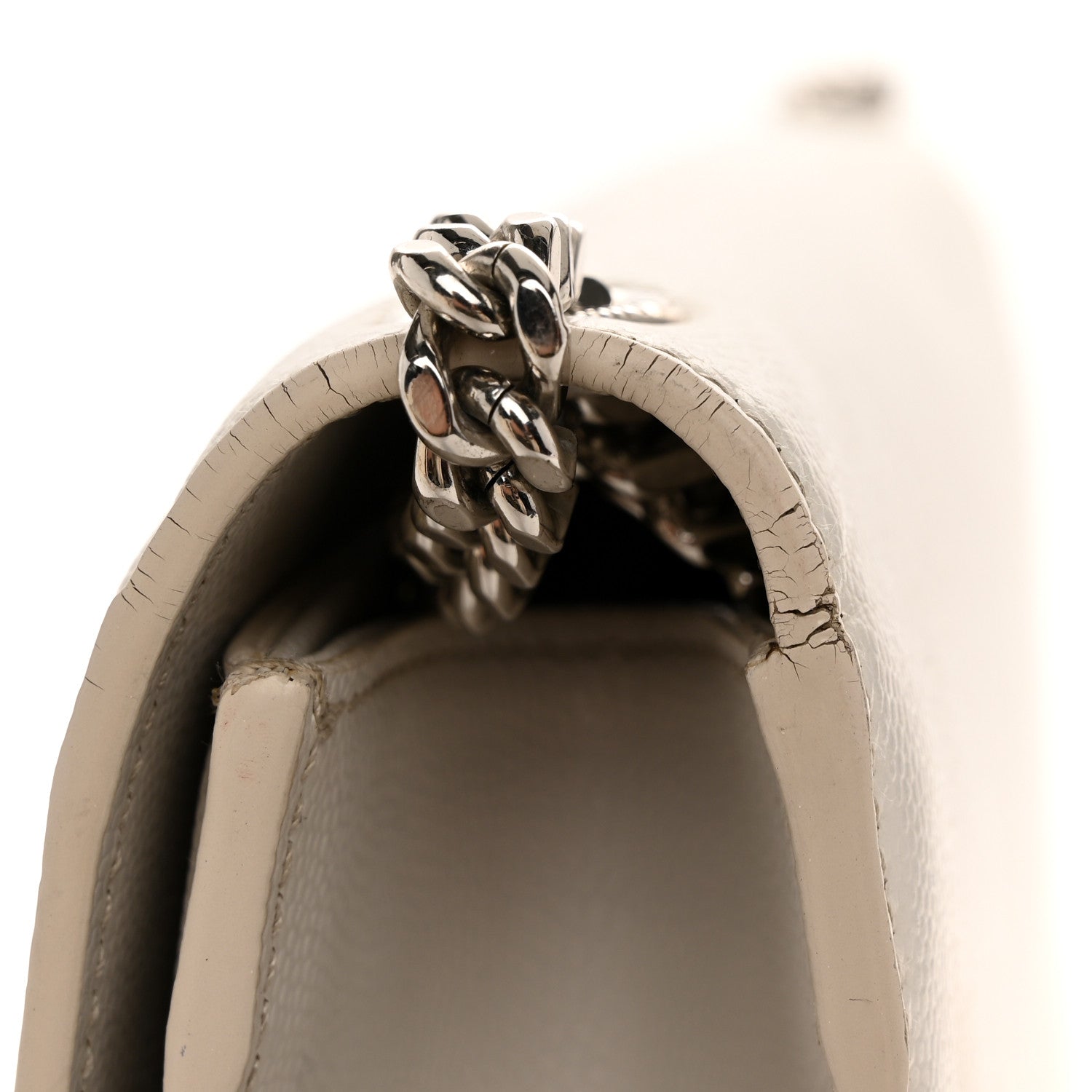 Saint Laurent Grain De Poudre Calfskin Medium Classic Monogram Kate Tassel Satchel Crema Soft 10 of 11