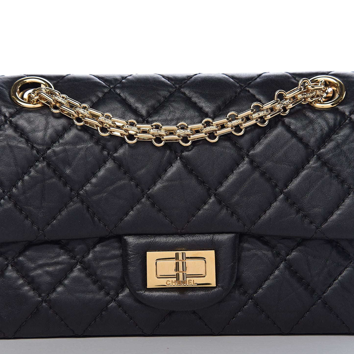 Aged Calfskin Quilted 2.55 Reissue Mini Flap Black