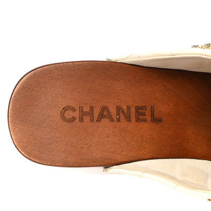 Chanel Lambskin Quilted Chain Clog Mules 39 Ivory 7 of 12