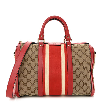 Gucci Monogram Vintage Web Medium Boston Red 1 of 14