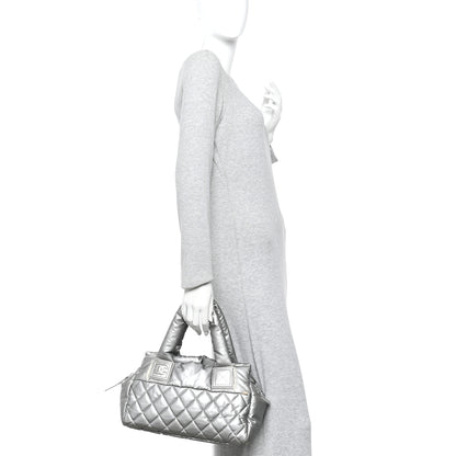 Chanel Nylon Coco Cocoon Zipped Tote Silver 2 of 13