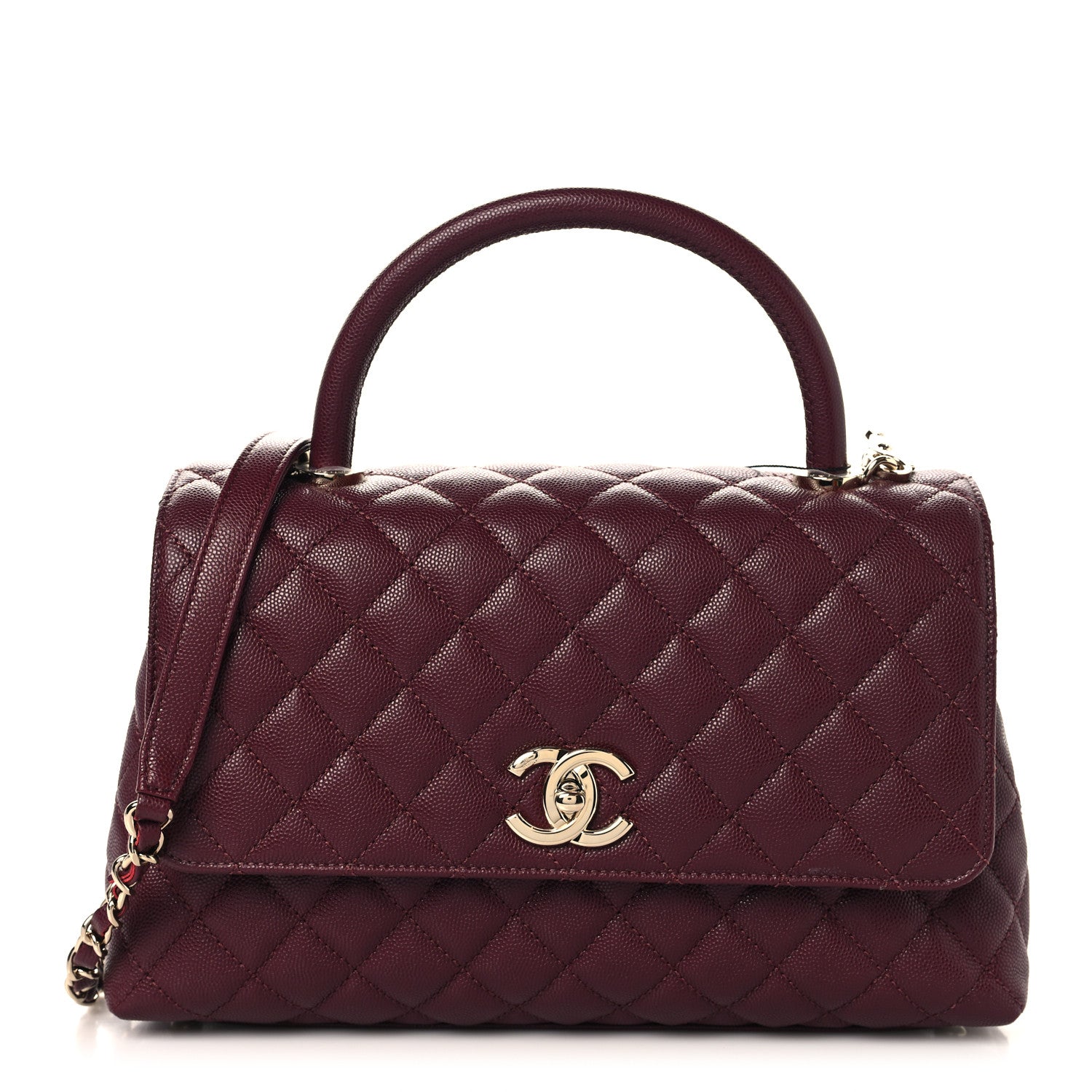 Chanel Caviar Quilted Small Coco Handle Flap Burgundy 1 of 11