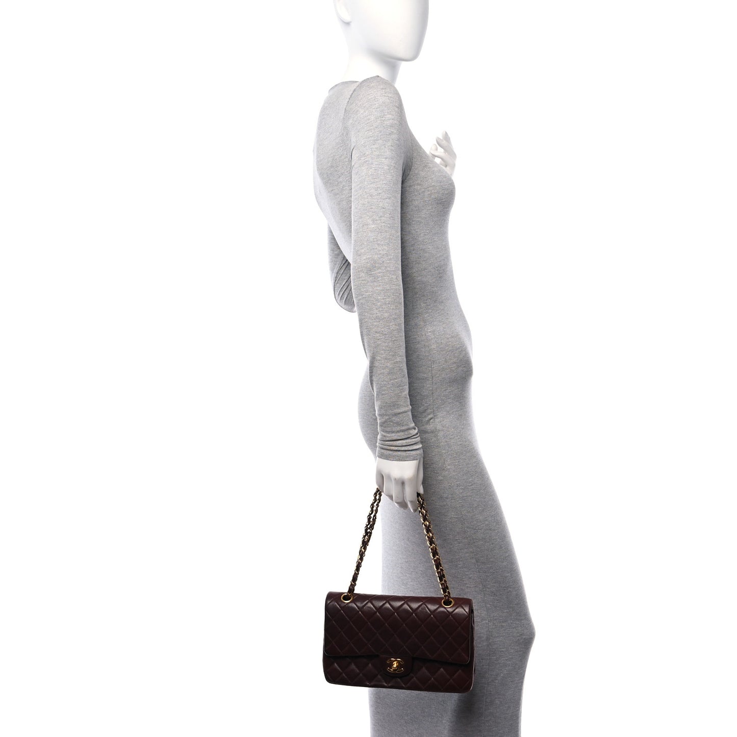 Lambskin Quilted Medium Double Flap Burgundy