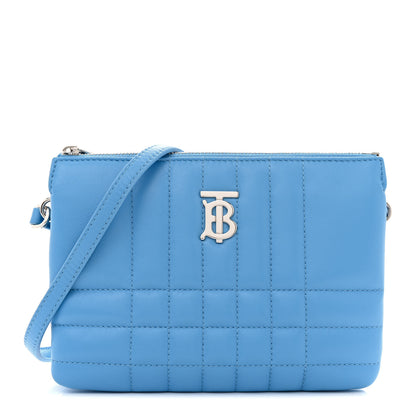 Burberry Lambskin Quilted Lola Double Pouch Crossbody Bright Sky Blue 1 of 12