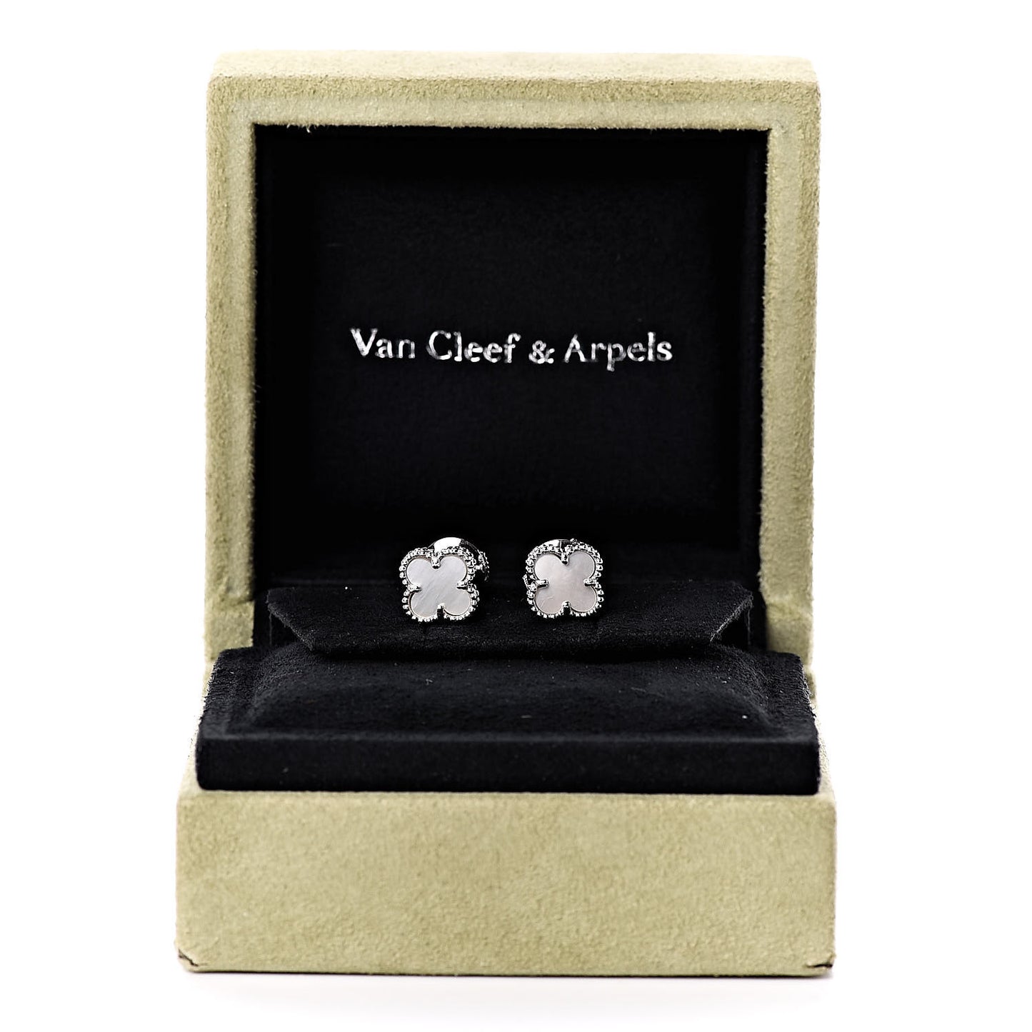 18K White Gold Mother of Pearl Sweet Alhambra Earrings