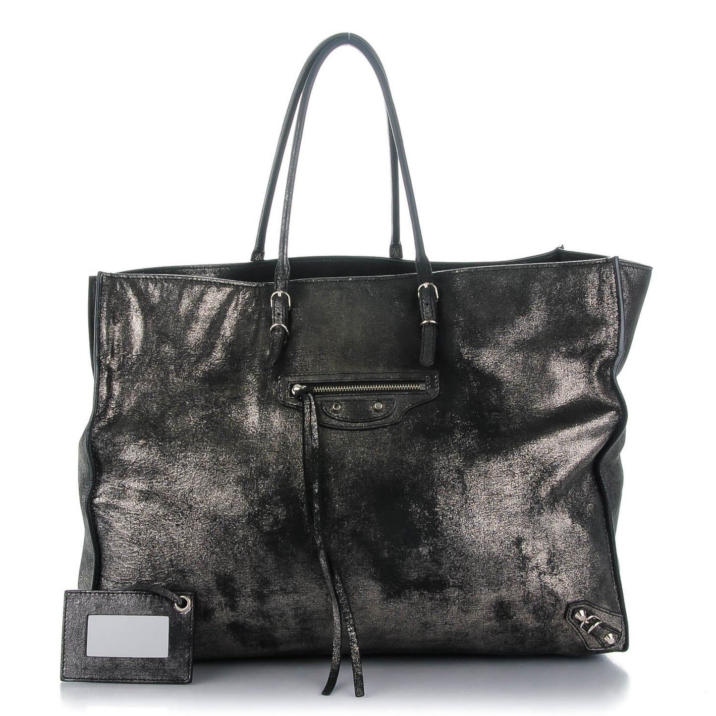 Metallic Calfskin Milkyway Papier A4 Tote Black