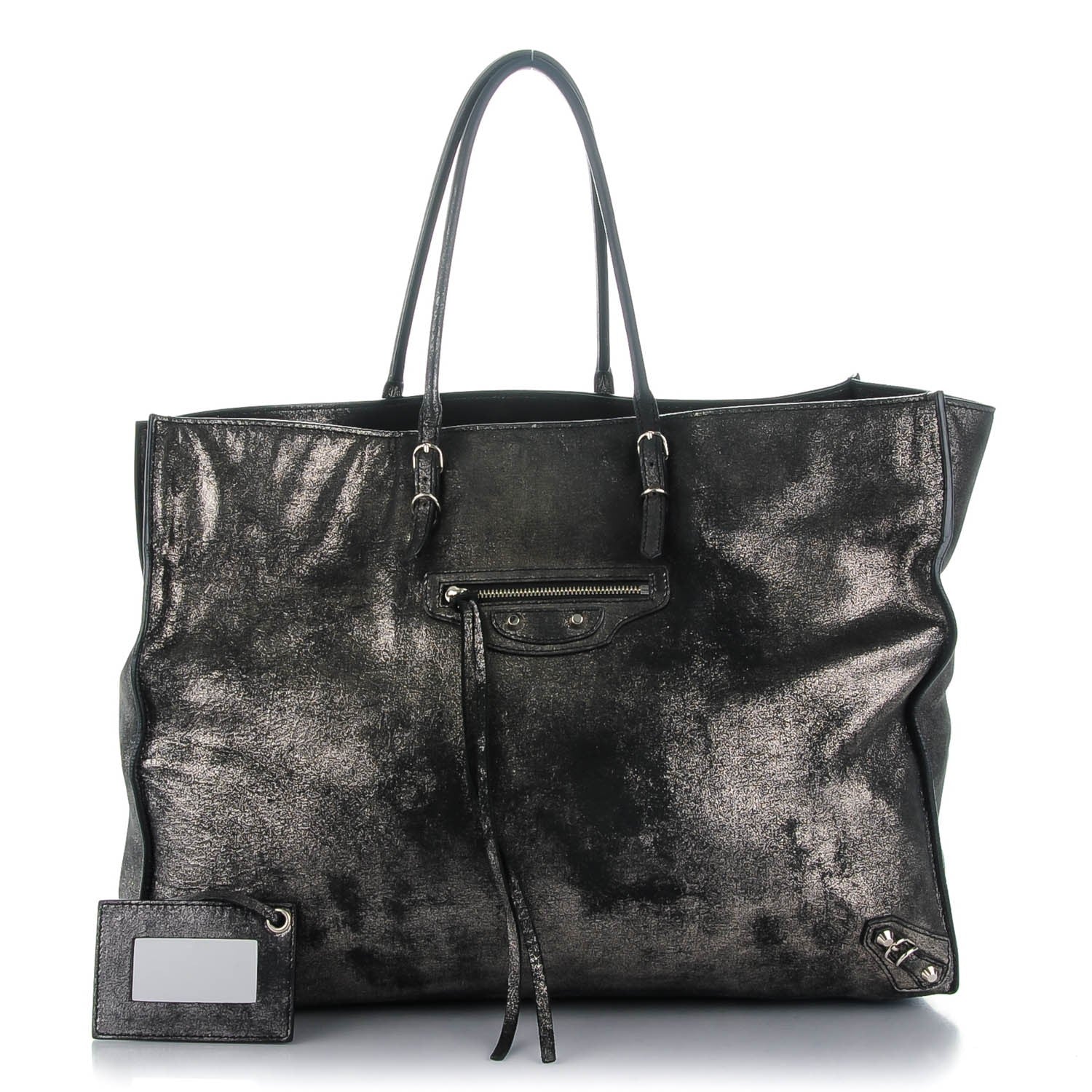 Balenciaga Metallic Calfskin Milkyway Papier A4 Tote Black 1 of 7