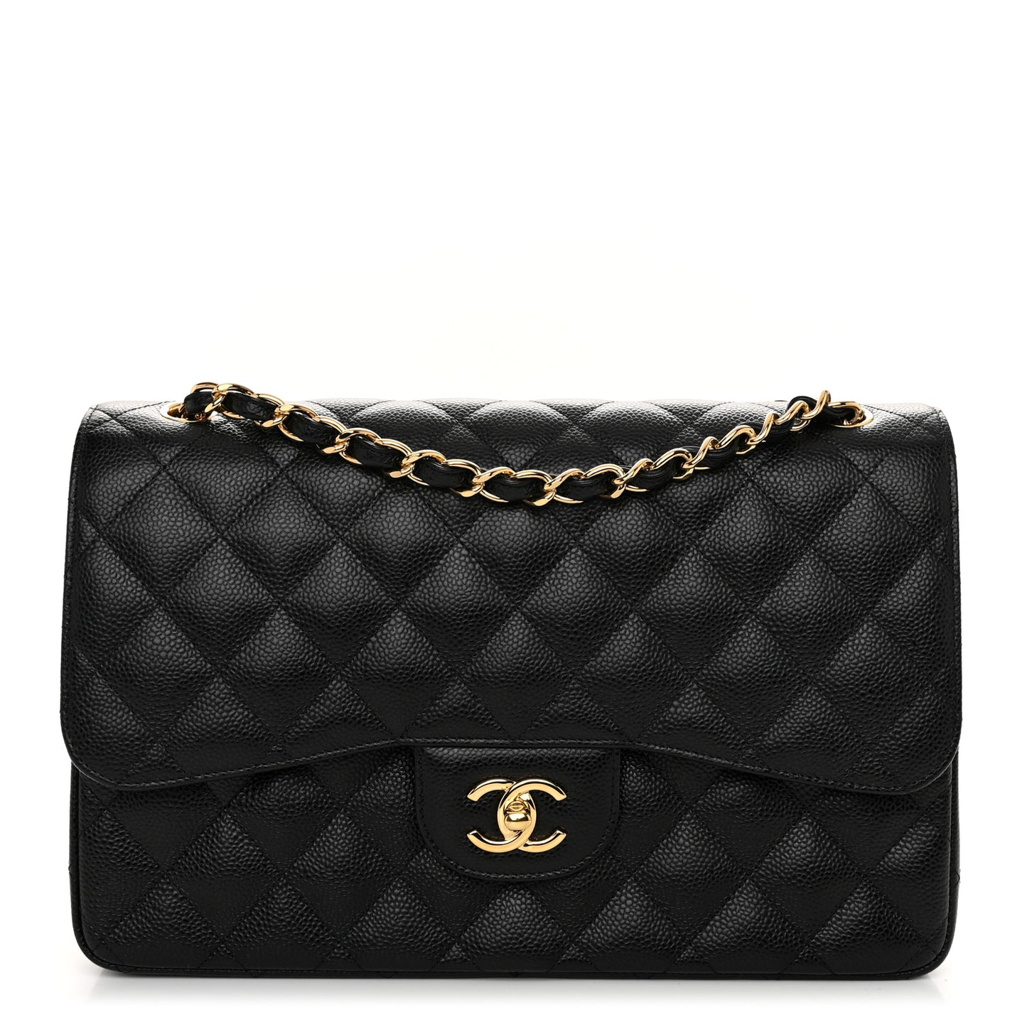 Caviar Quilted Jumbo Double Flap Black