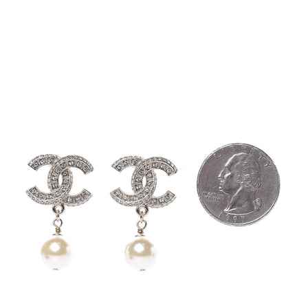Chanel Crystal Pearl CC Drop Earrings Gold 2 of 5