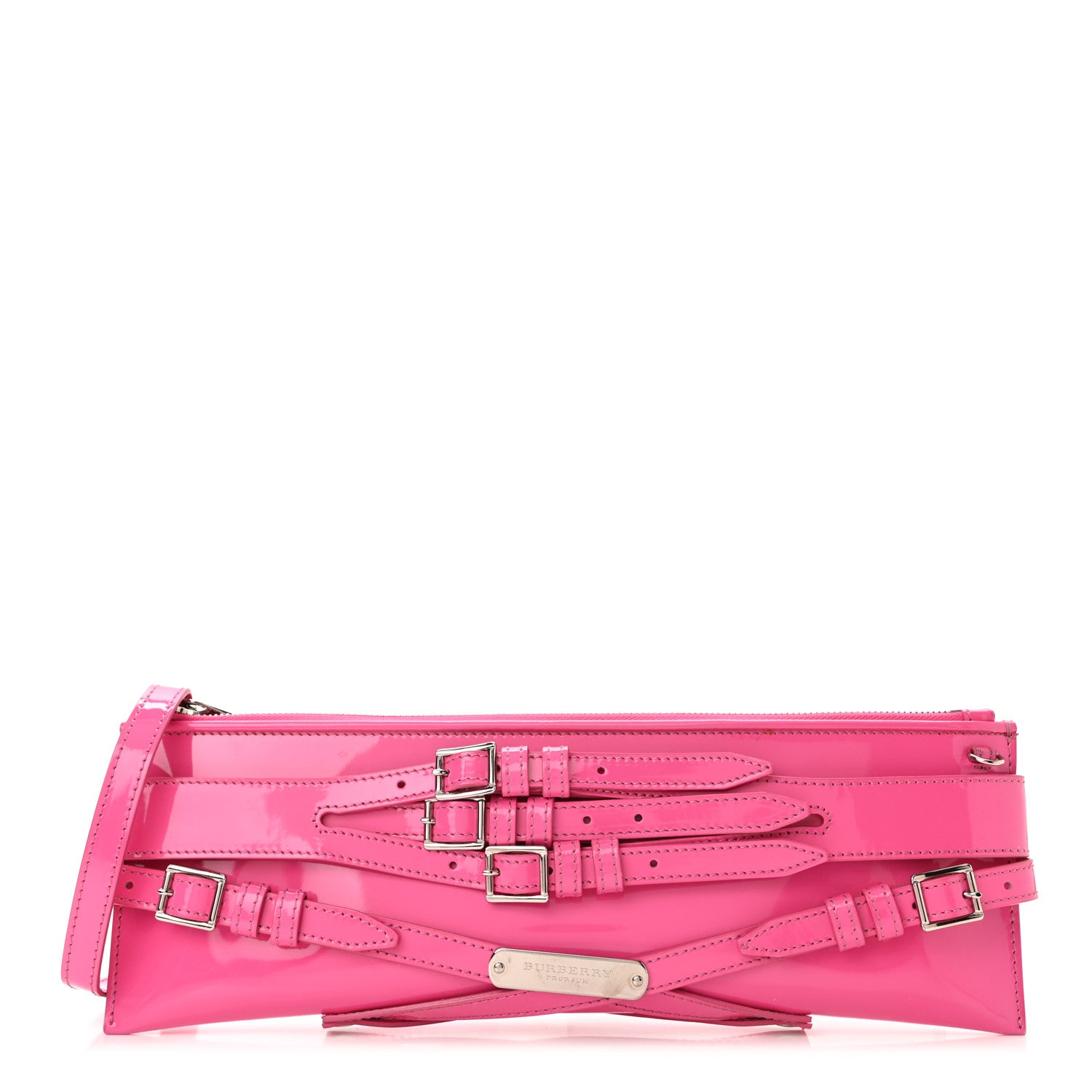 Burberry Patent Bridle Calfskin Parmoor Clutch Bag Pink 1 of 11