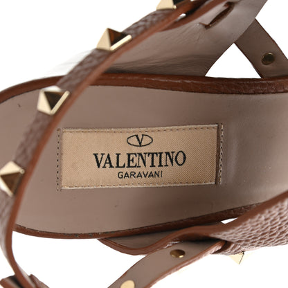Valentino Garavani Pebbled Calfskin Rockstud Double Slingback Strap 85mm Sandals 39.5 Cuoio 7 of 13