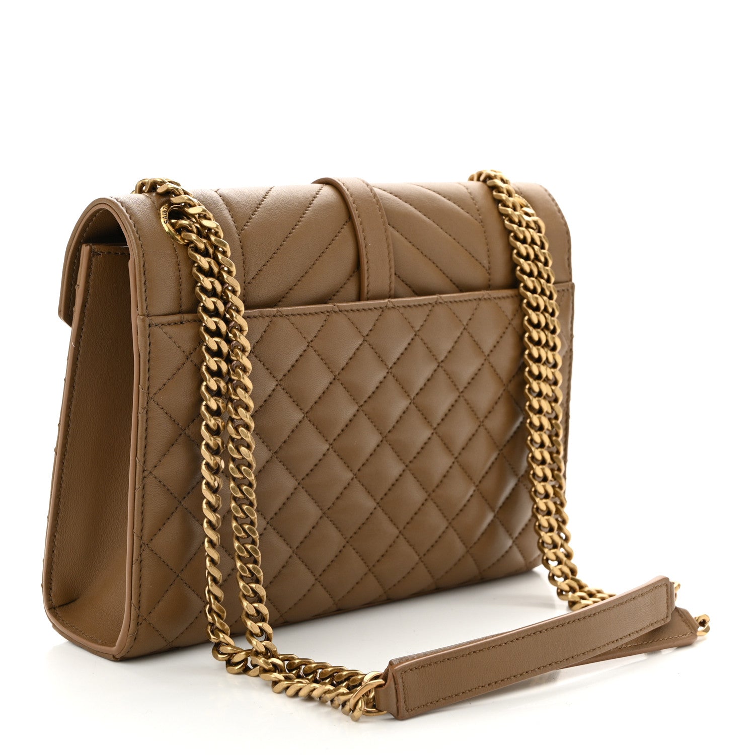 Saint Laurent Lambskin Mixed Matelasse Triquilt Medium Monogram Satchel Dark Cork 3 of 10