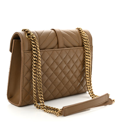 Saint Laurent Lambskin Mixed Matelasse Triquilt Medium Monogram Satchel Dark Cork 3 of 10