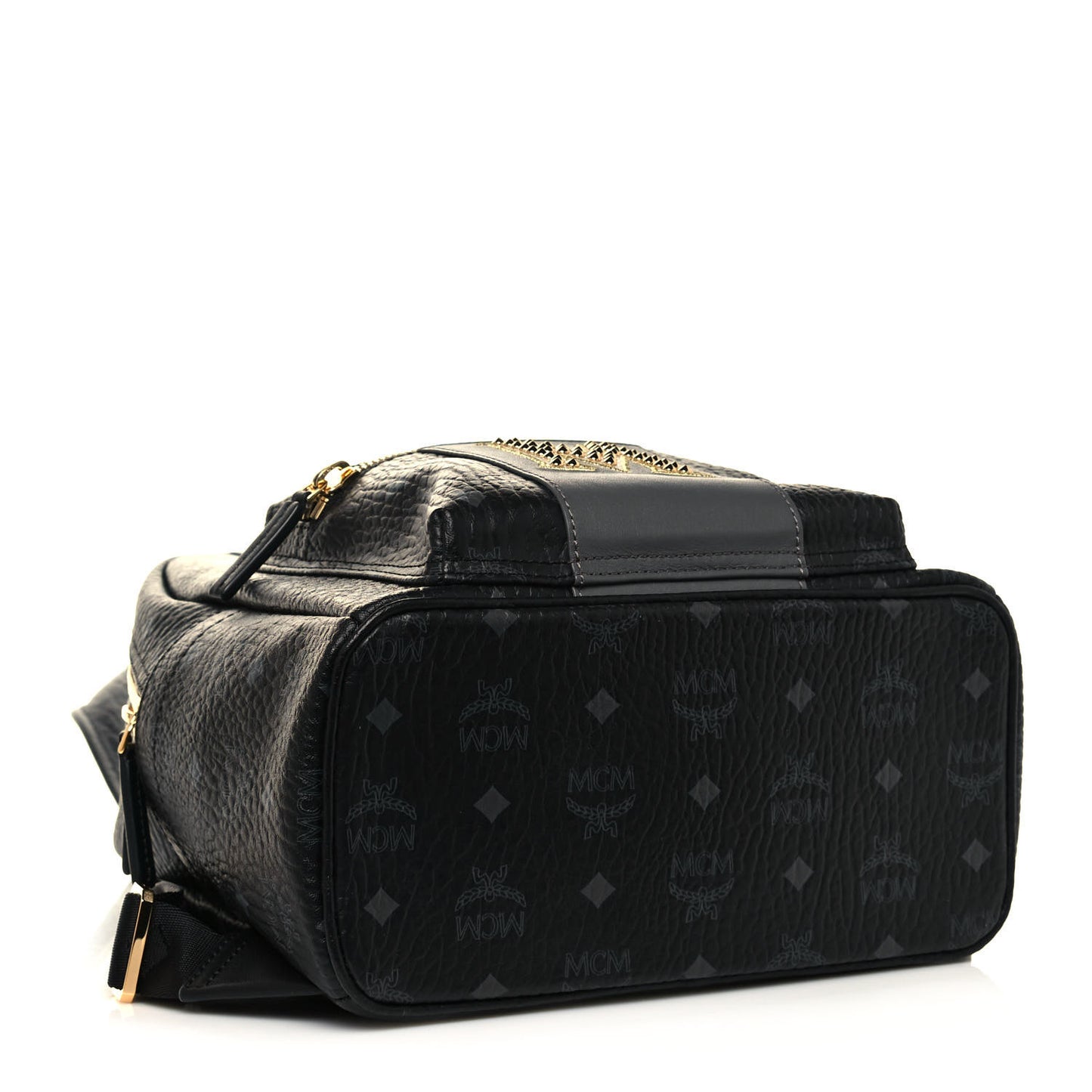 Visetos Studded Small Studded Logo Stripe Backpack Black