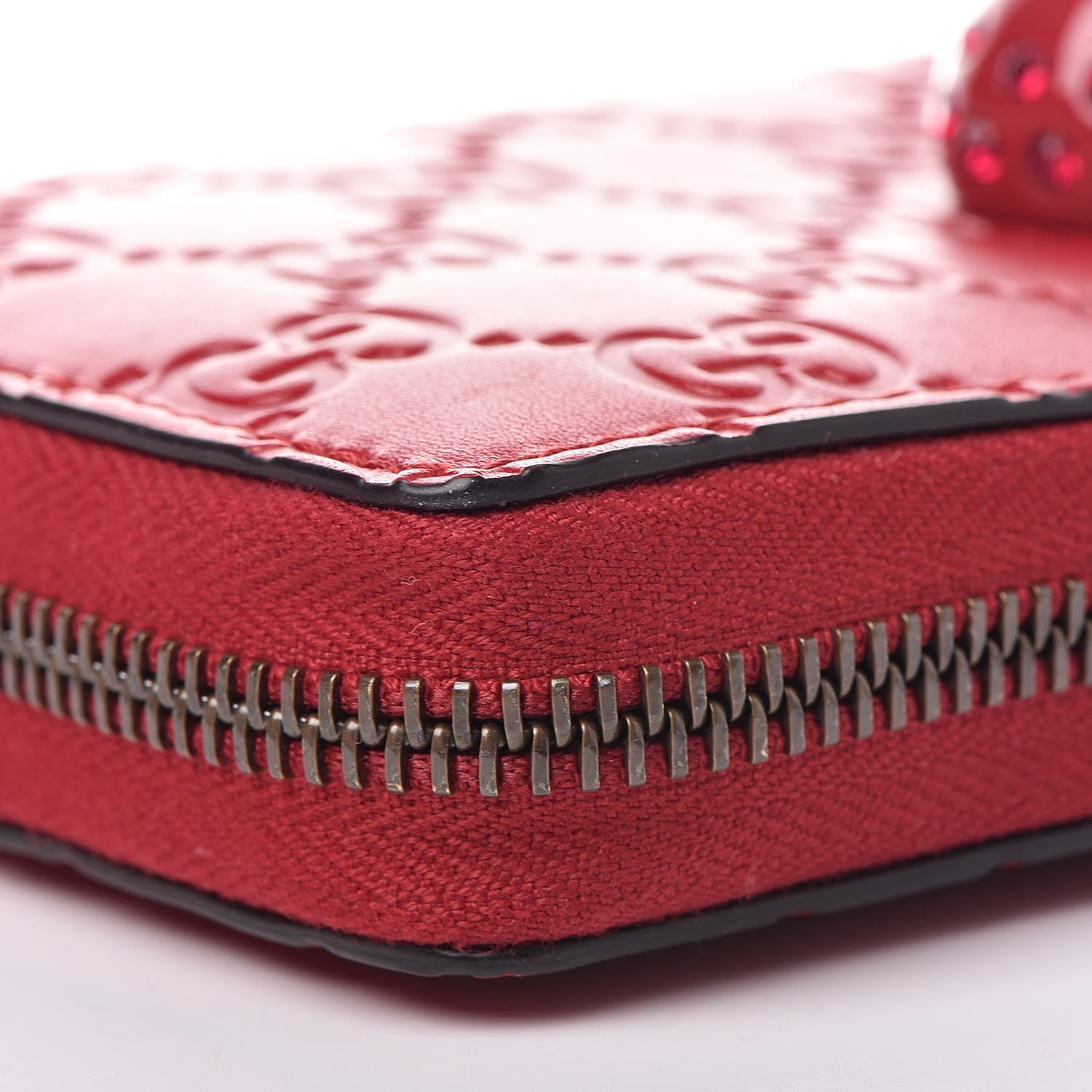 Gucci Guccissima Cherries Zip Around Wallet Hibiscus Red 10 of 12