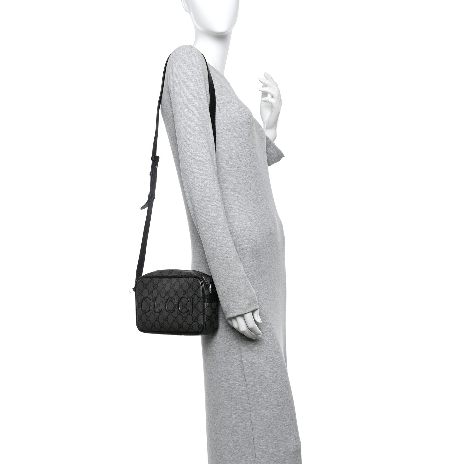 Gucci GG Supreme Monogram Mini Shoulder Bag Grey Black 2 of 14