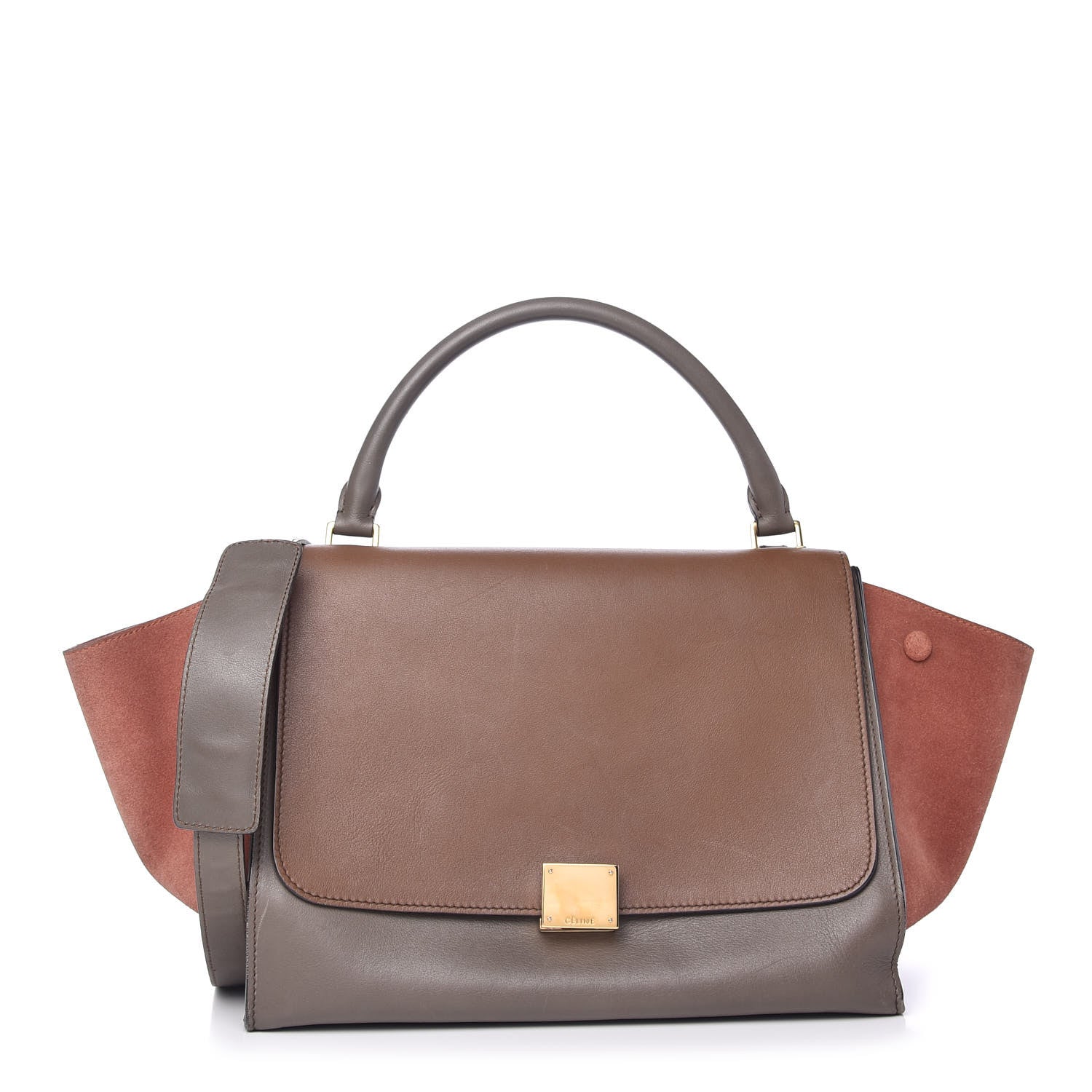 Celine Smooth Calfskin Suede Medium Tri-Color Trapeze Terracotta 1 of 8