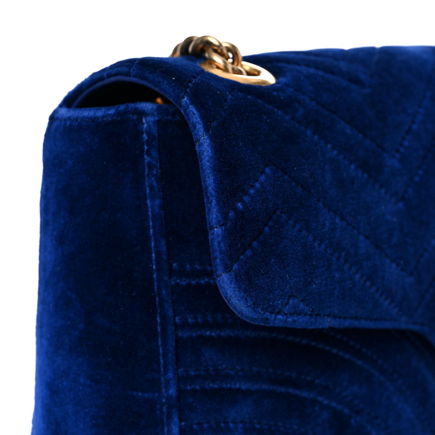 Velvet Matelasse Medium GG Marmont Shoulder Bag Cobalt Blue
