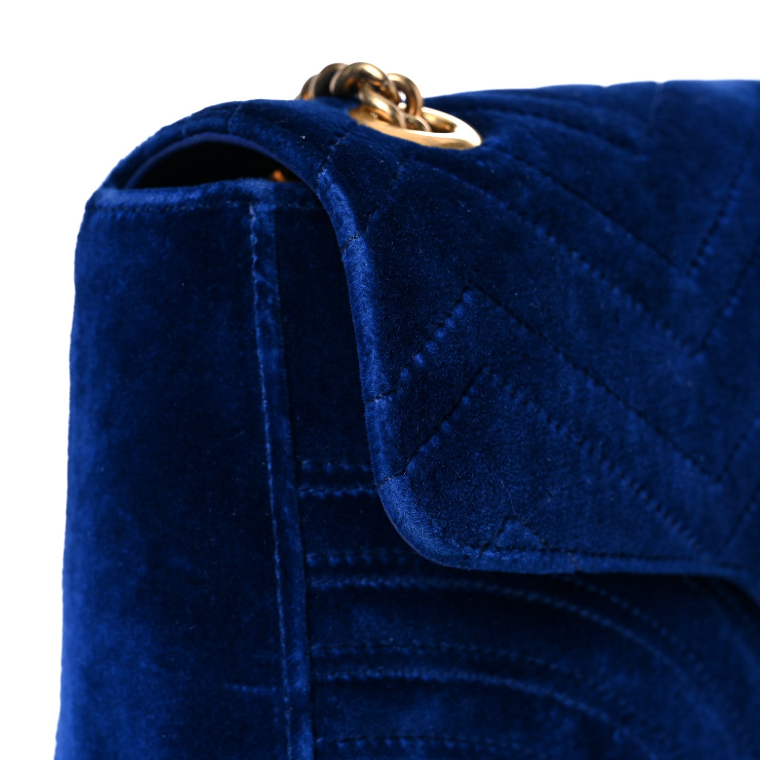 Gucci Velvet Matelasse Medium GG Marmont Shoulder Bag Cobalt Blue 19 of 20