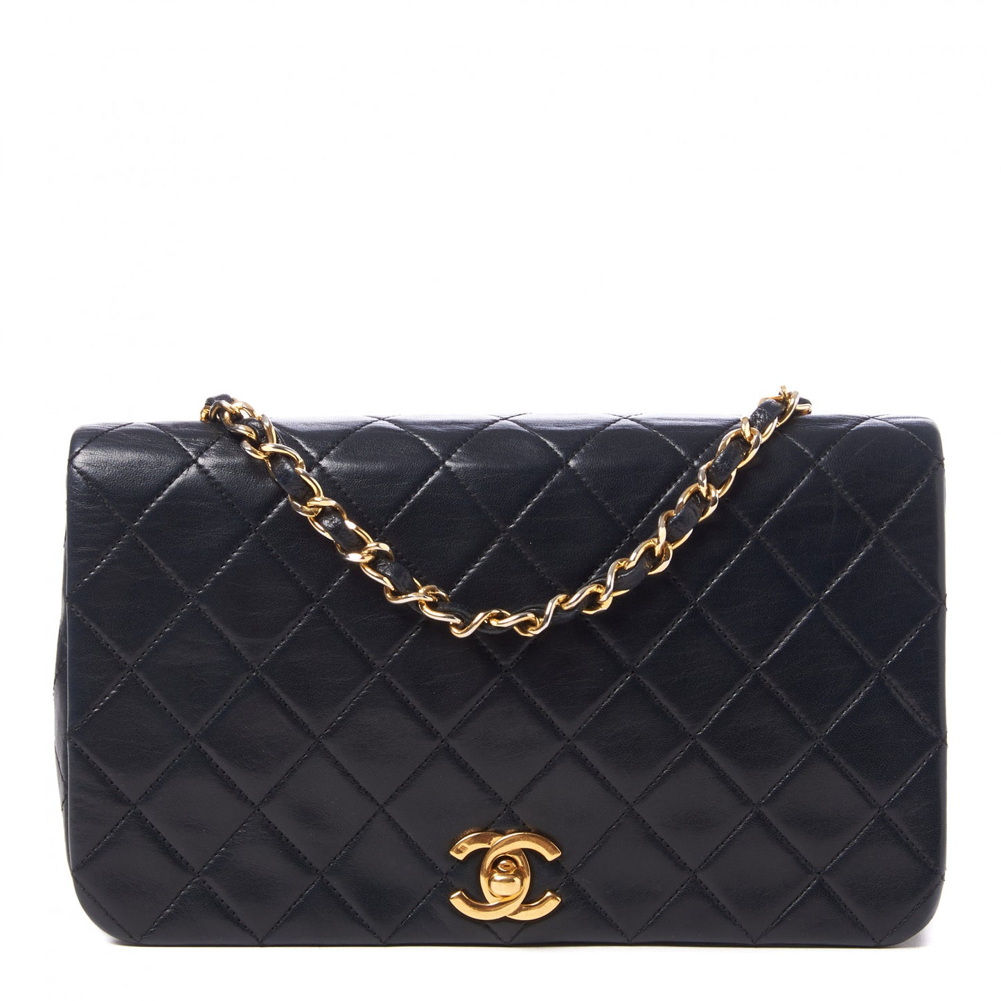 Lambskin Quilted Small Single Flap Bag Black