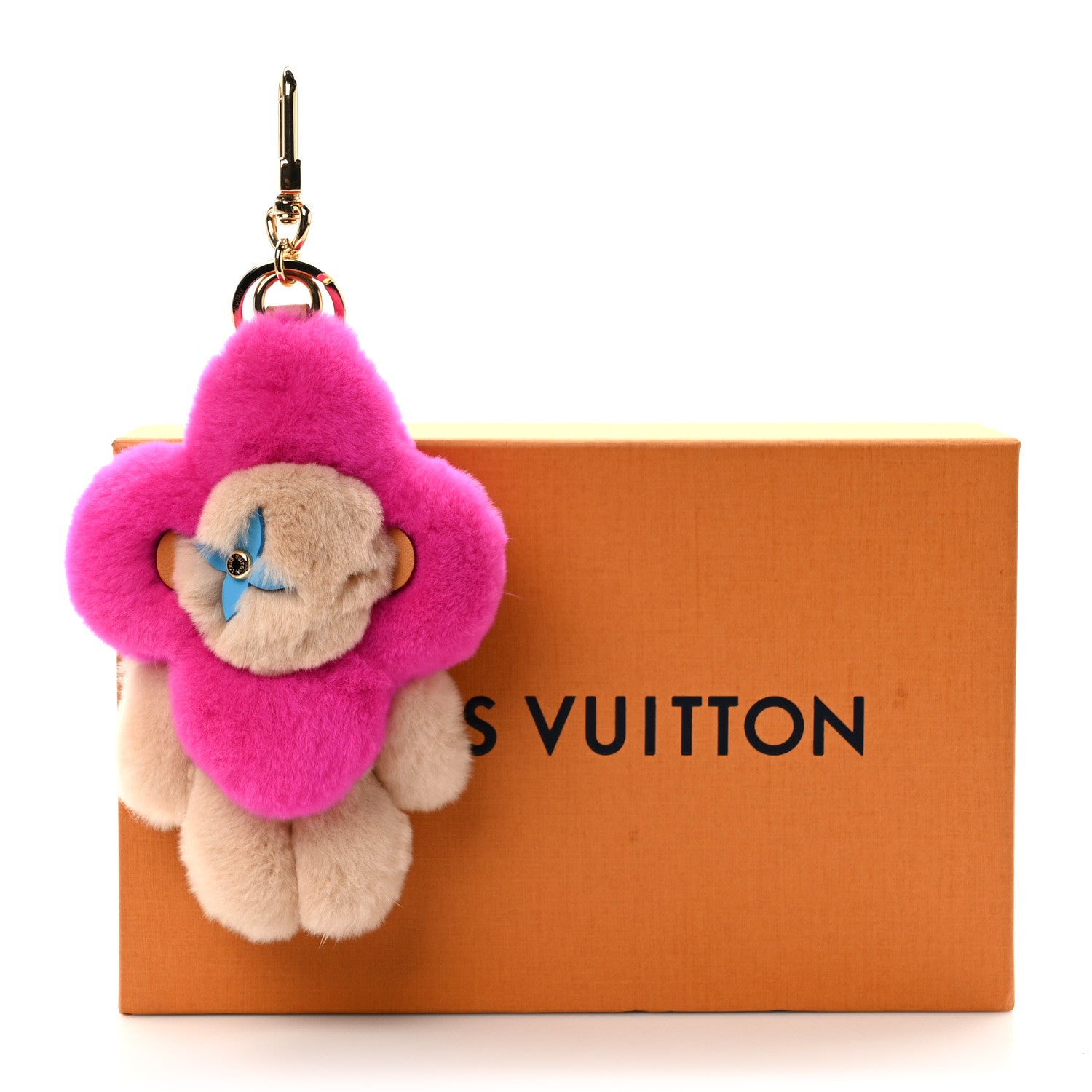 Louis Vuitton Mink Fur Vivienne Vision Bag Charm Key Holder Pink Beige 4 of 4