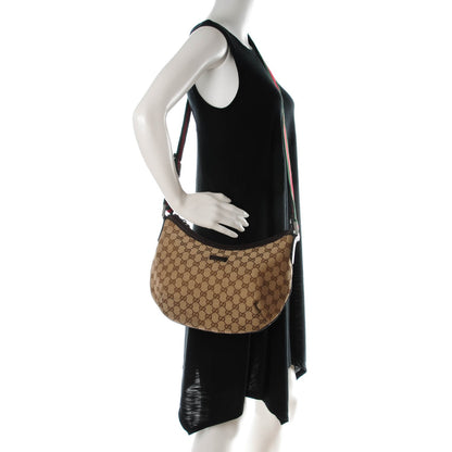 Gucci Monogram Web Medium Half Moon Hobo Dark Brown 2 of 7