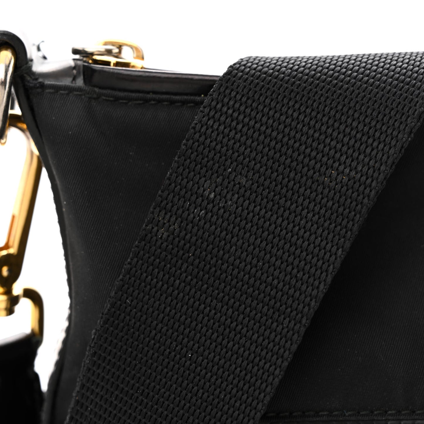 Tessuto Nylon Calfskin Crossbody Bag Black