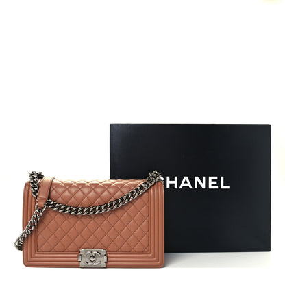 Chanel Calfskin Quilted New Medium Boy Flap Dark Beige 13 of 17