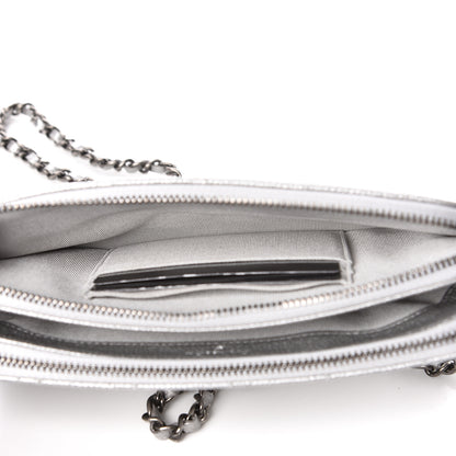 Chanel Metallic Caviar Quilted Small Clutch With Chain Silver 6 of 12