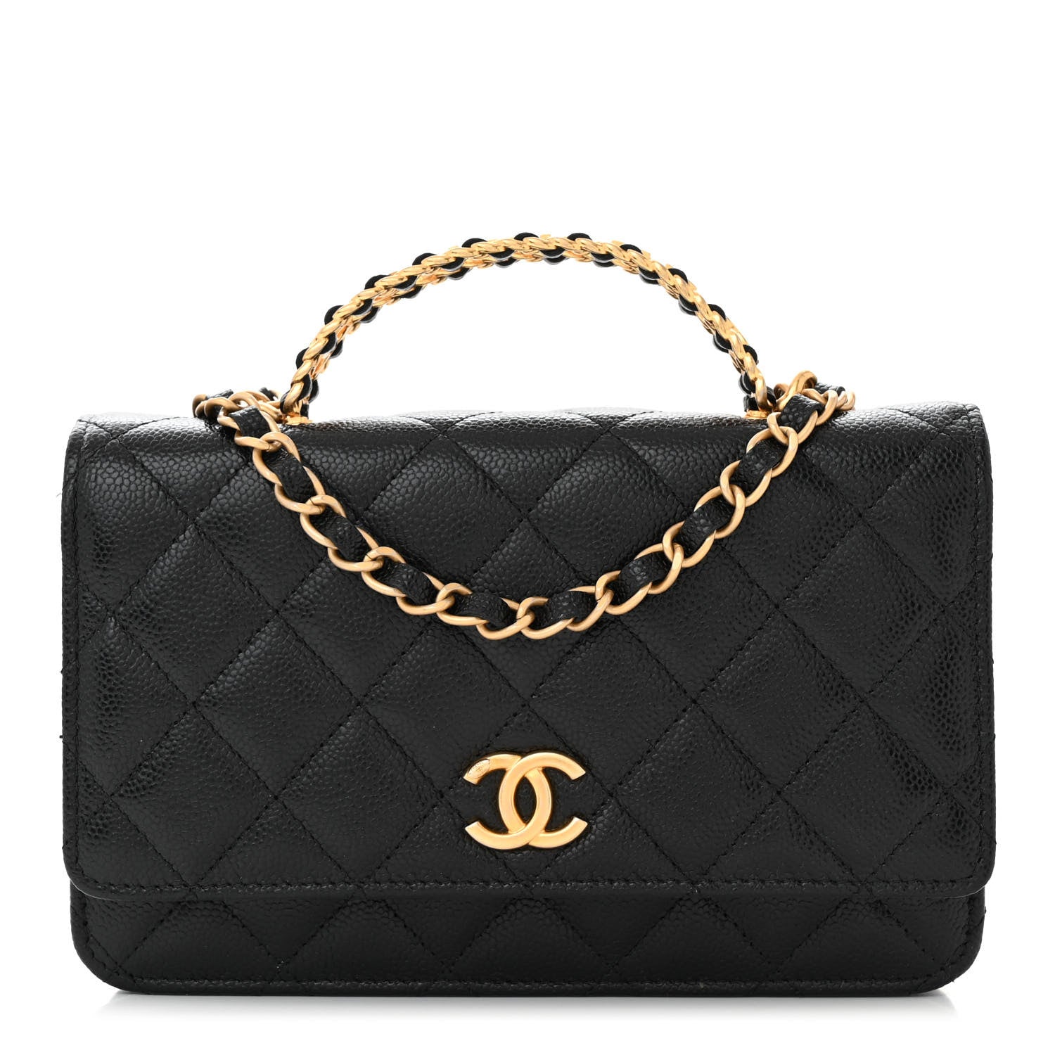 Chanel Shiny Caviar Quilted Pick Me Up Wallet On Chain WOC Black 1 of 12