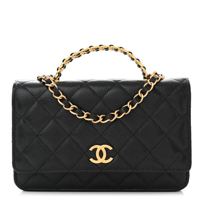 Chanel Shiny Caviar Quilted Pick Me Up Wallet On Chain WOC Black 1 of 12