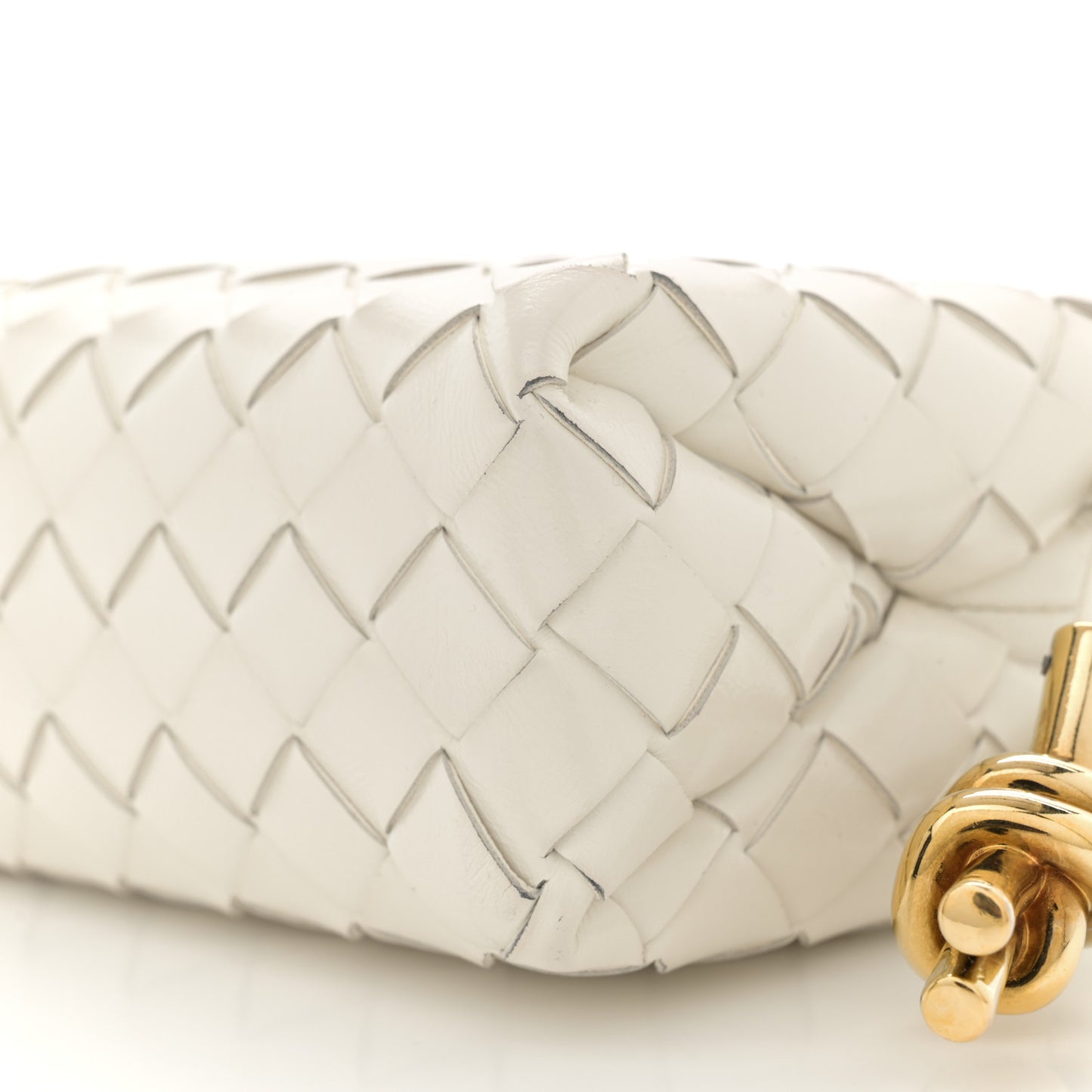 Polished Nappa Intrecciato Knot Mini Loop Camera Bag Bone