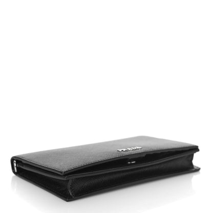 Prada Saffiano Metal Phone Wristlet Wallet Black 4 of 9