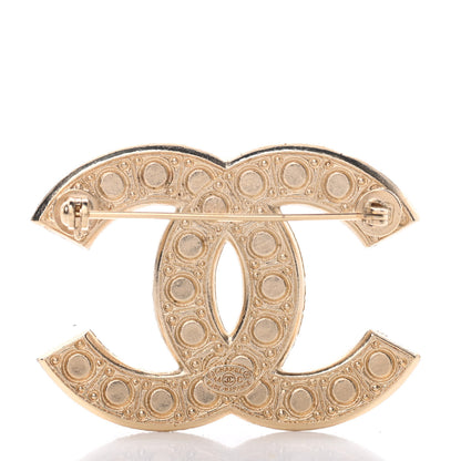 Chanel Pearl Crystal CC Brooch Gold 3 of 4