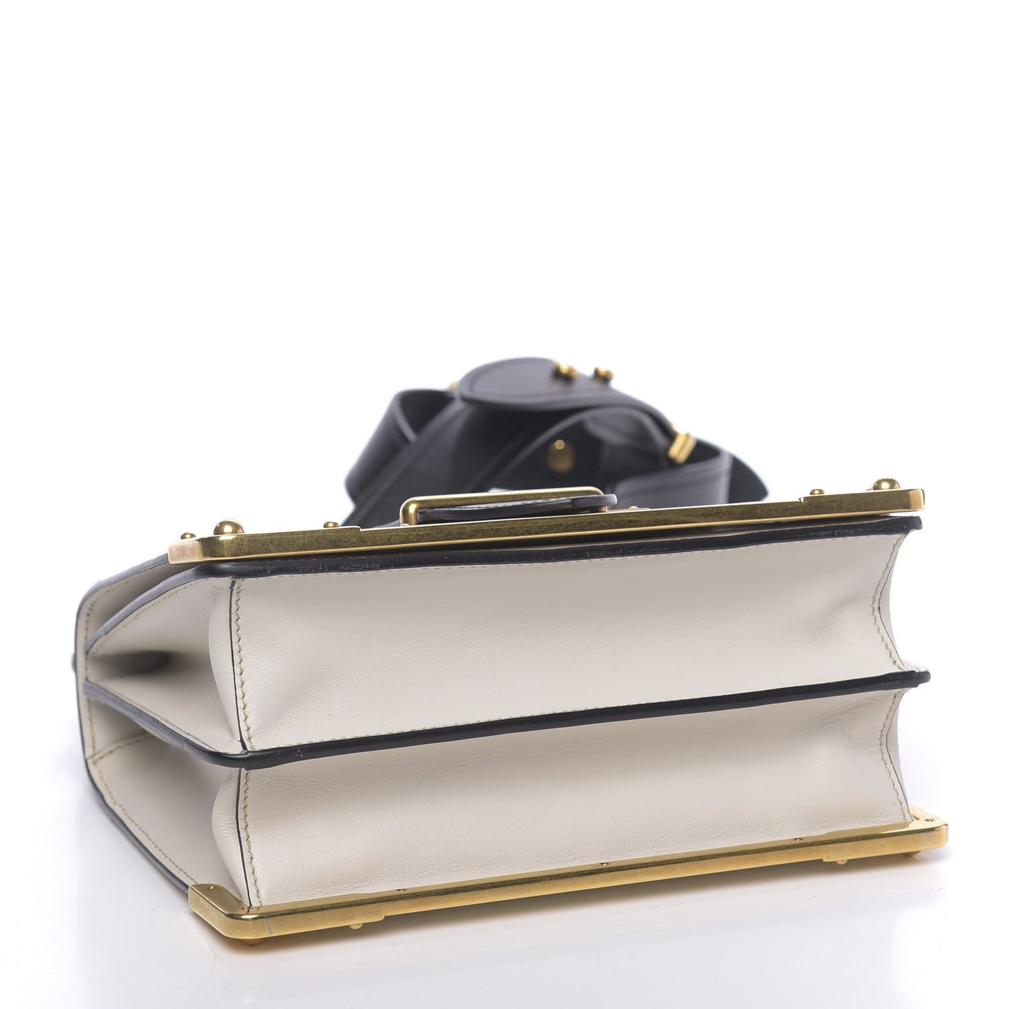 City Calfskin Saffiano Cahier Bag White Black