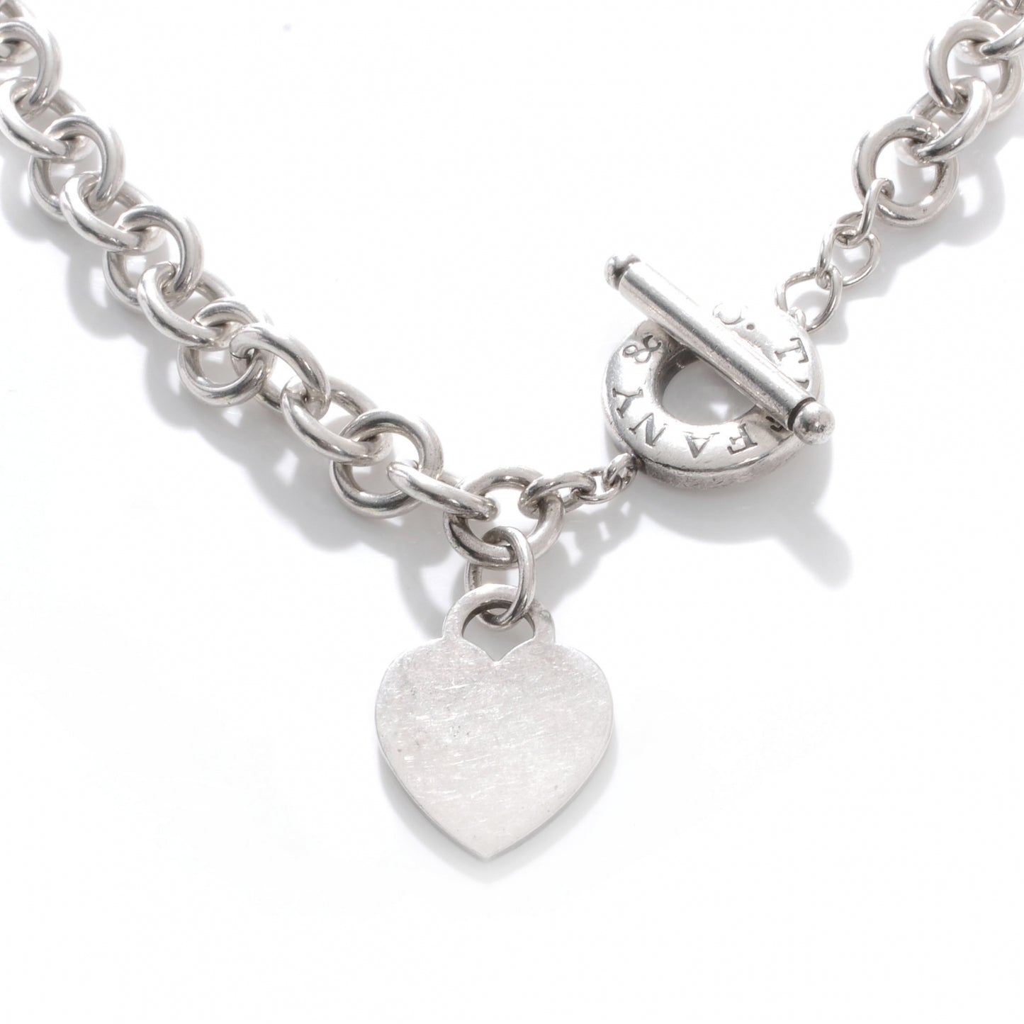 Sterling Silver Heart Tag Toggle Necklace